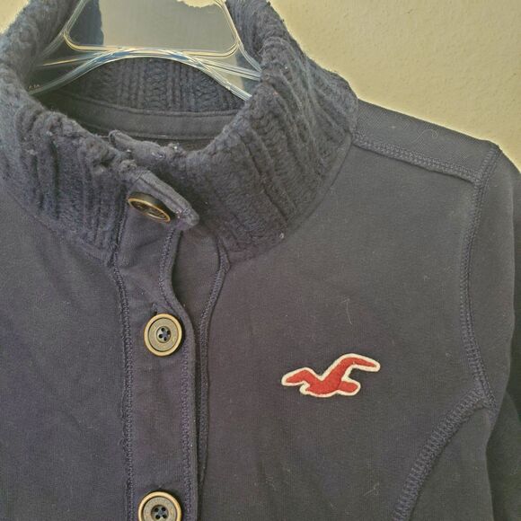 Jacket with Sweater Collar Hollister Logo Womans Adult Medium Button up Ladies - Picture 2 of 16